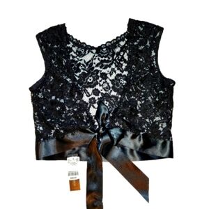 Black lace bolero with  satin tie